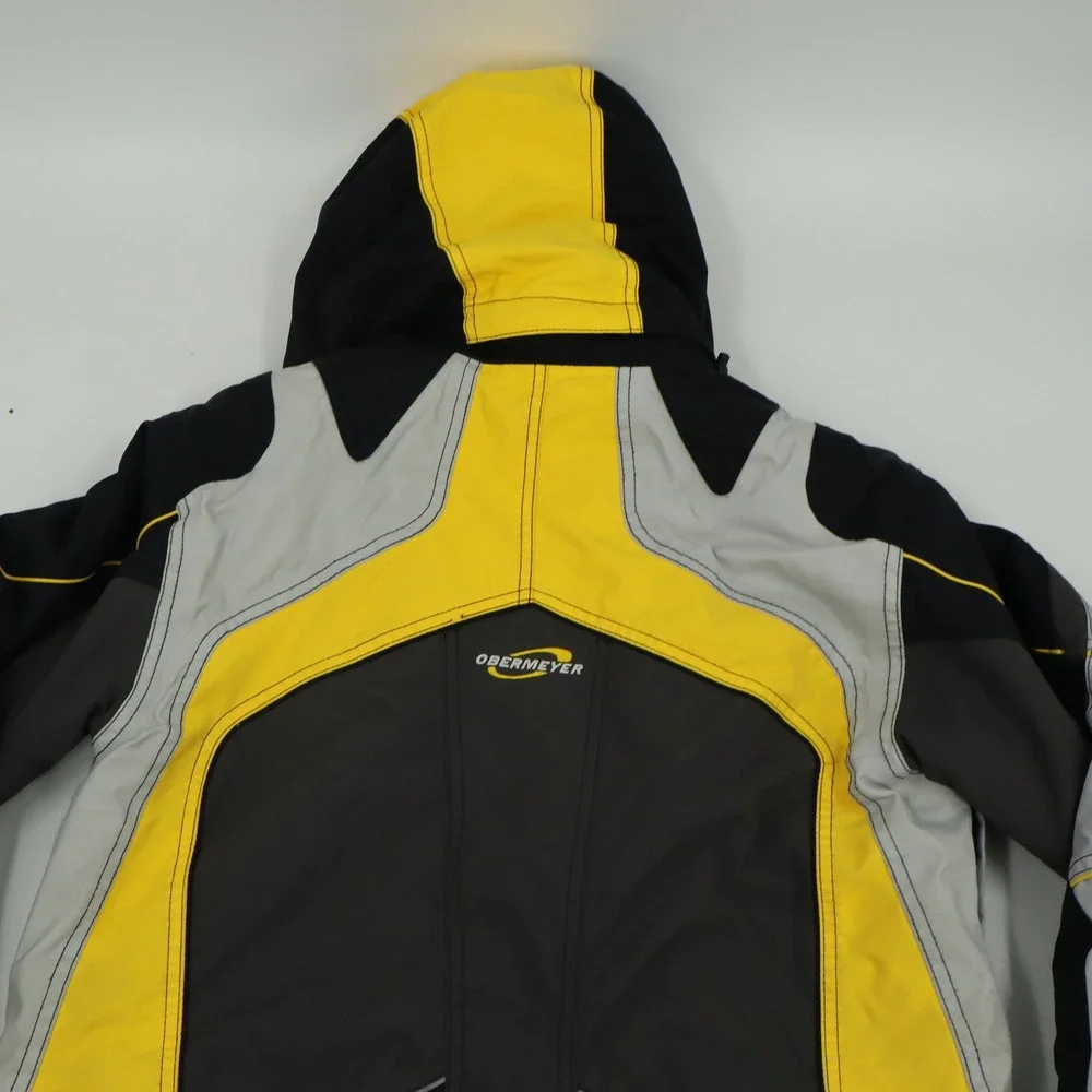 Obermeyer Mach 1 Juniors Ski Jacket Size 14 Yellow Black Gray Waterproof